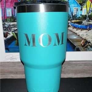 YETI Aquifer Blue Retired Tumbler - MOM Edition 30oz Engraved at the Factory